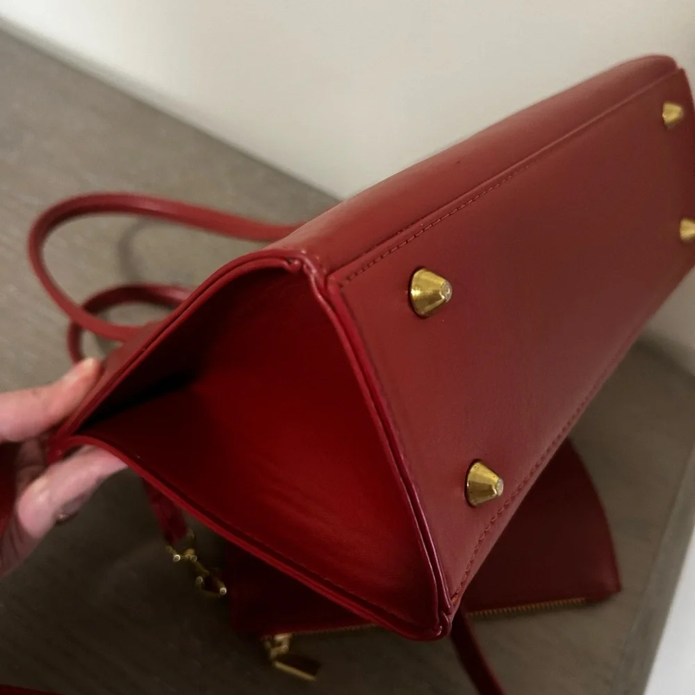 Pixie Mood AURORA Removable Wristlet, Vegan Leather Satchel, Wine color, EUC